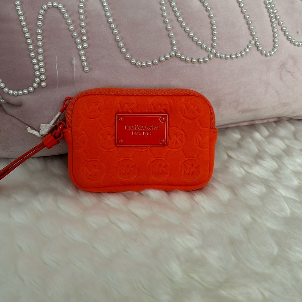 Michael Kors Signature Logo Neoprene Coinpurse Orange